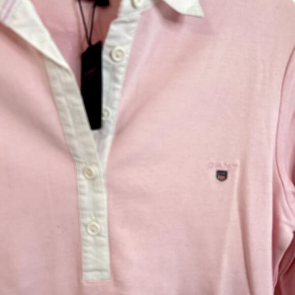 Gant GNH Neat Lightweight Rugger Polo Womens Size Medium Light Pink White NWT - Picture 3 of 6